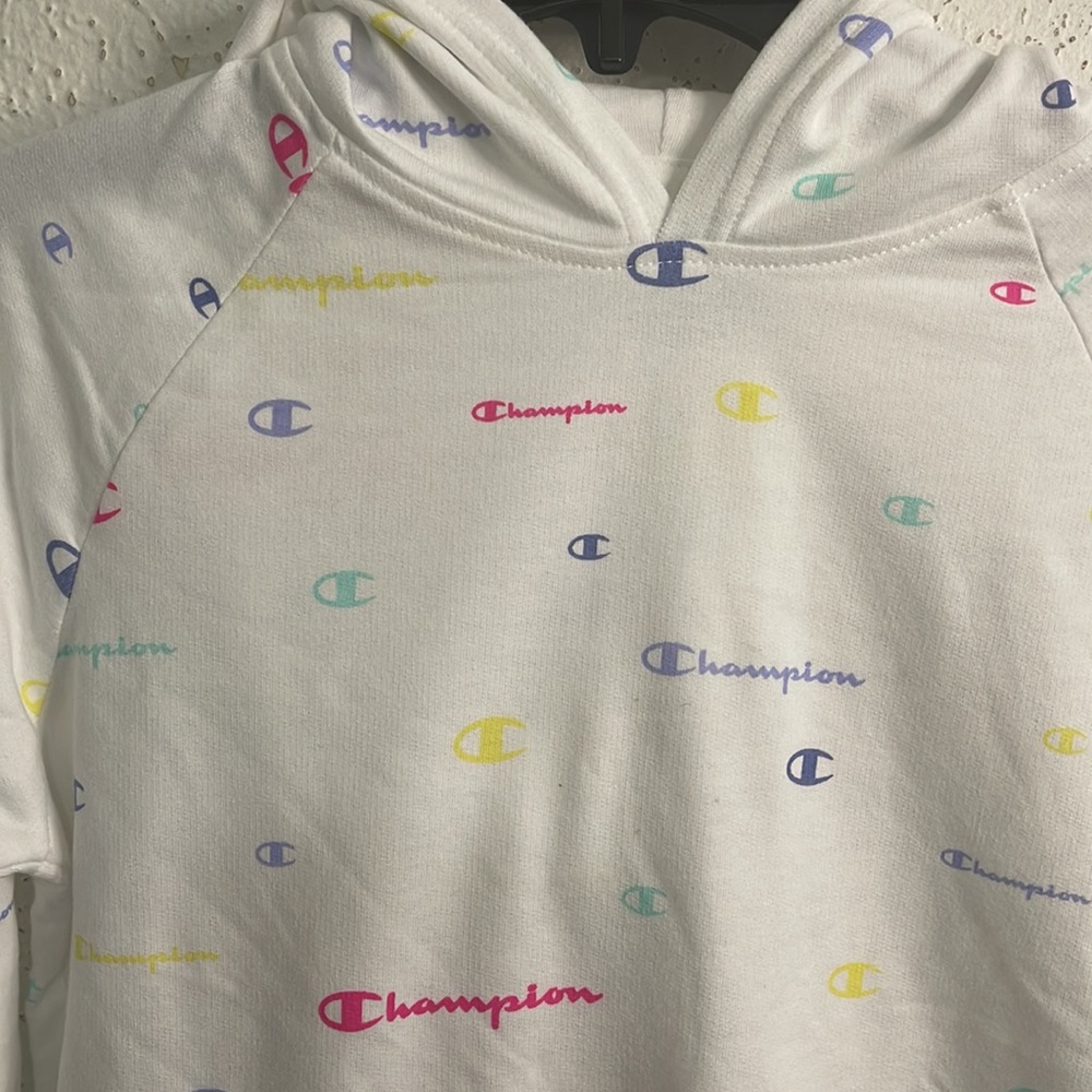 Champion Girls' Multicolor Logo Script French Terry Pullover Hoodie - Picture 2 of 8